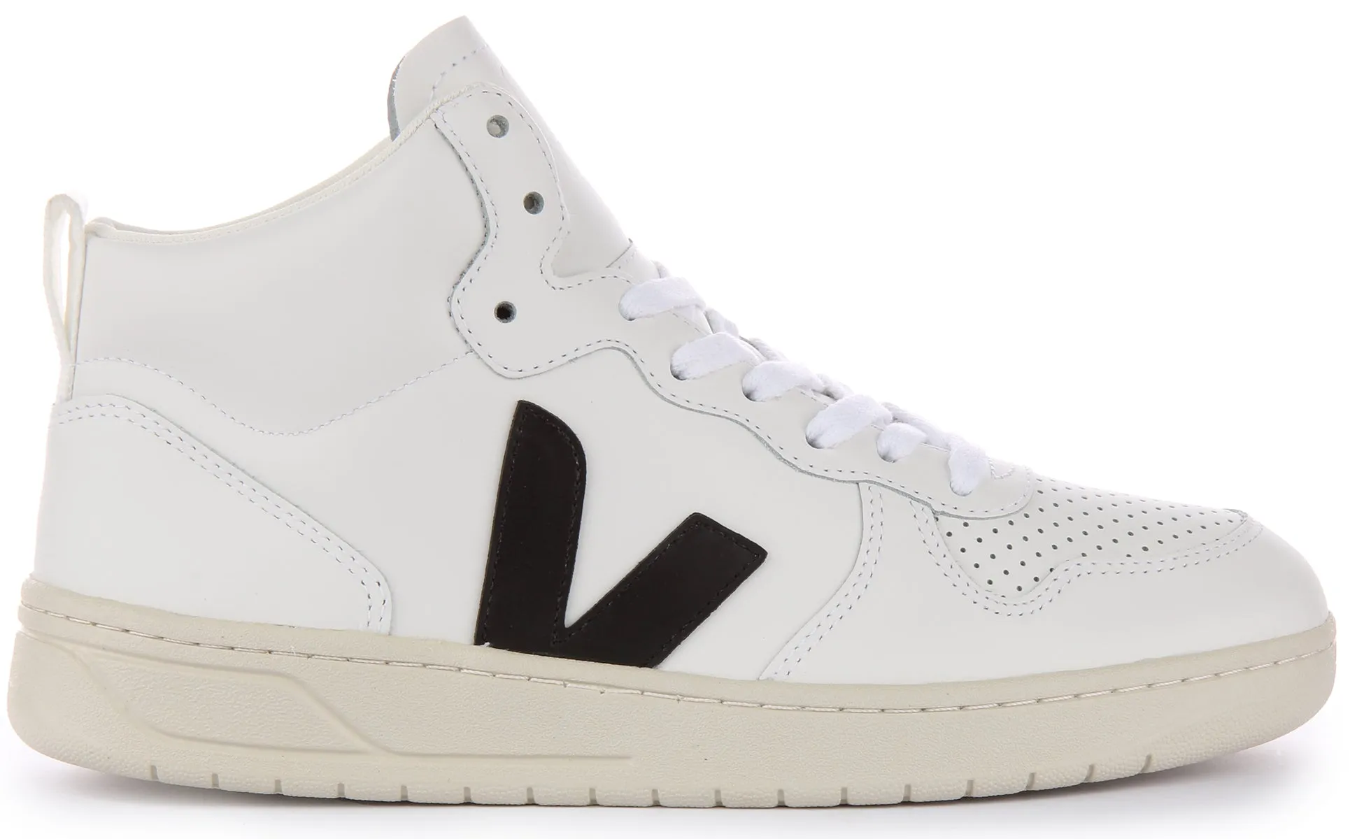 Veja V-15 Leather In White Black For Men