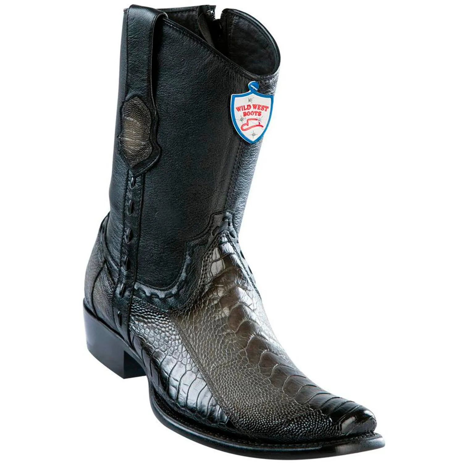 Wild West Boots #279B0538 Men's | Color Faded Gray | Men’s Wild West Ostrich Leg Boots Dubai Toe Handcrafted