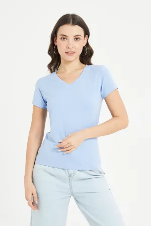 Women Blue Basic T-Shirt