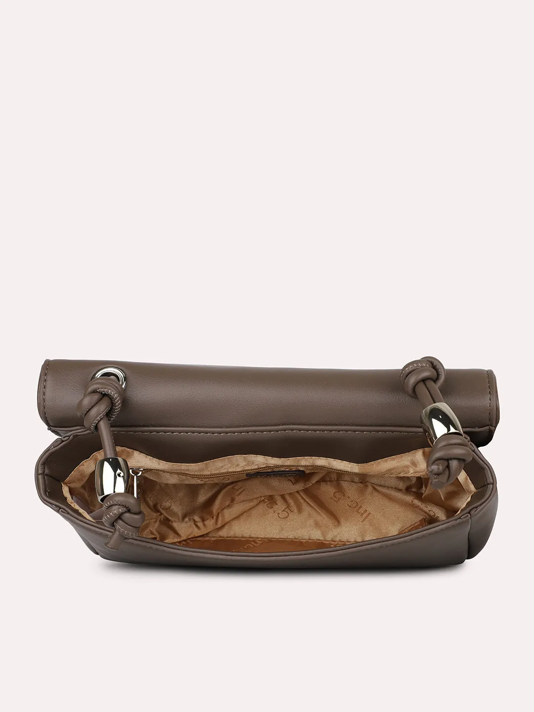 Women Brown Textured Structured Shoulder Bag