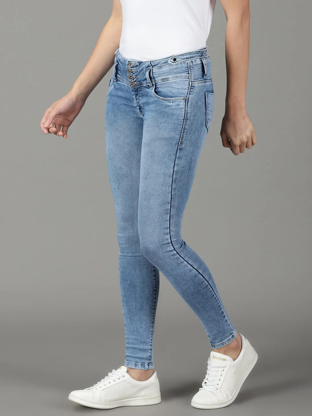 Women's Blue Solid Super Skinny Fit Denim Jeans