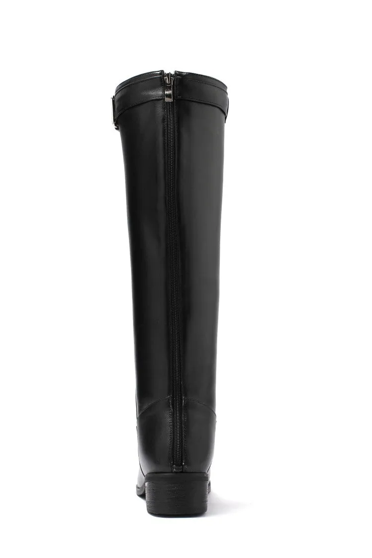 Women's Buckle Belt Heel Knee High Boots