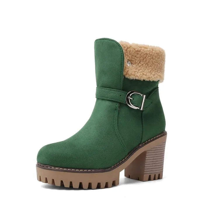 Women's Buckle High Heels Short Boots