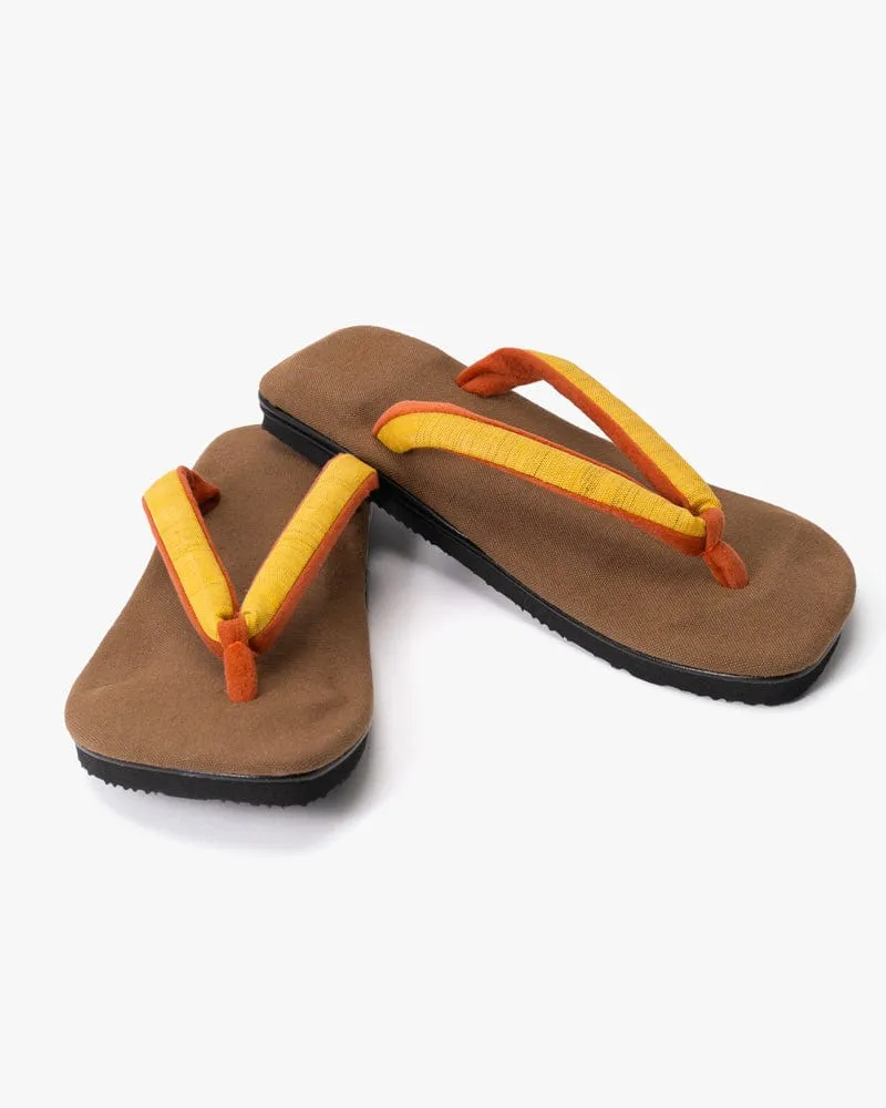 Yamato Kobo, Setta Sandals, Brown with Yellow and Orange