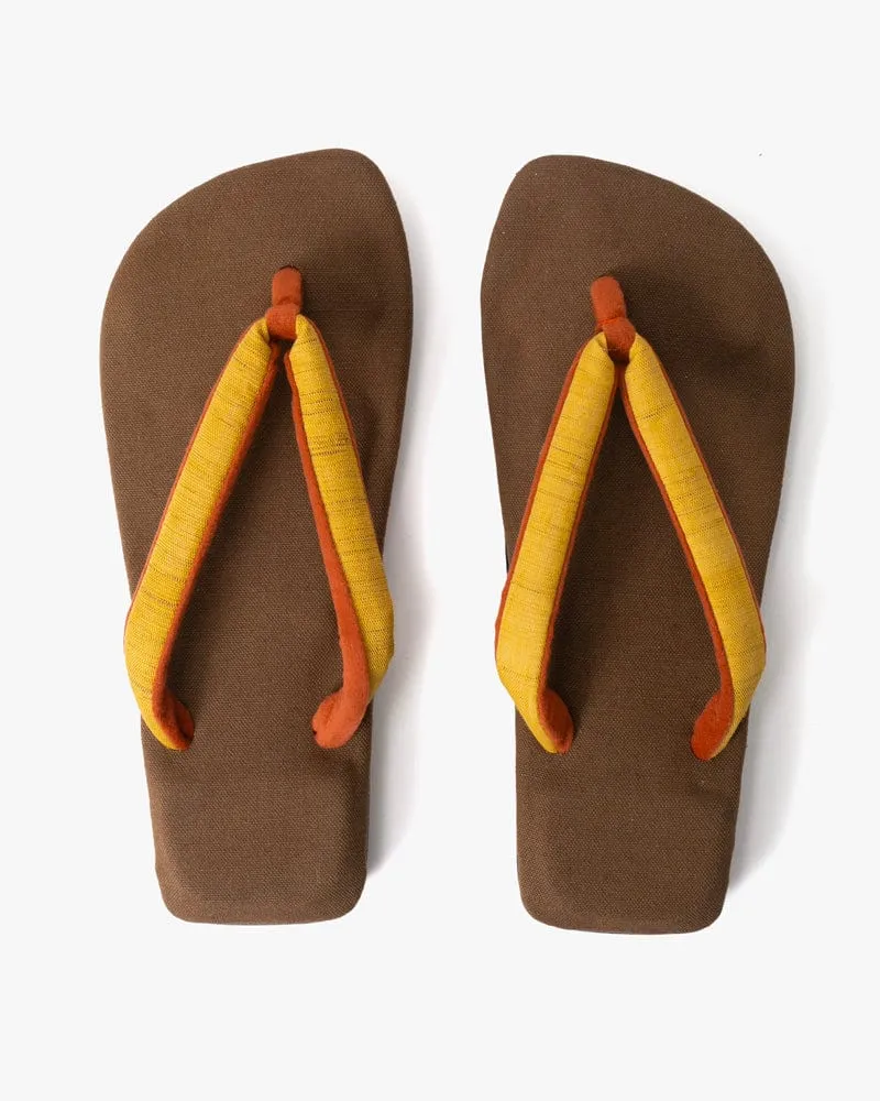 Yamato Kobo, Setta Sandals, Brown with Yellow and Orange