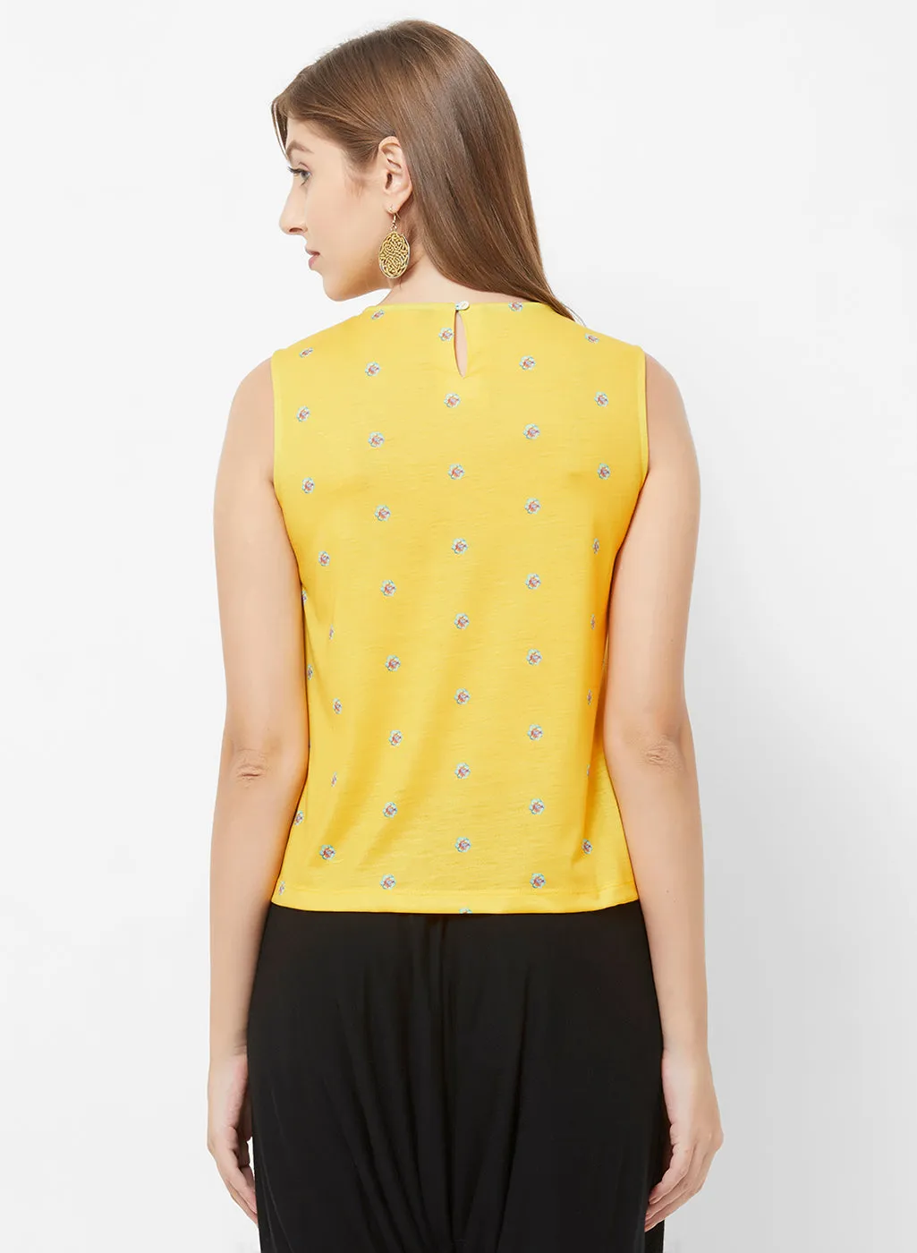 Yellow Sleveless Crop Top