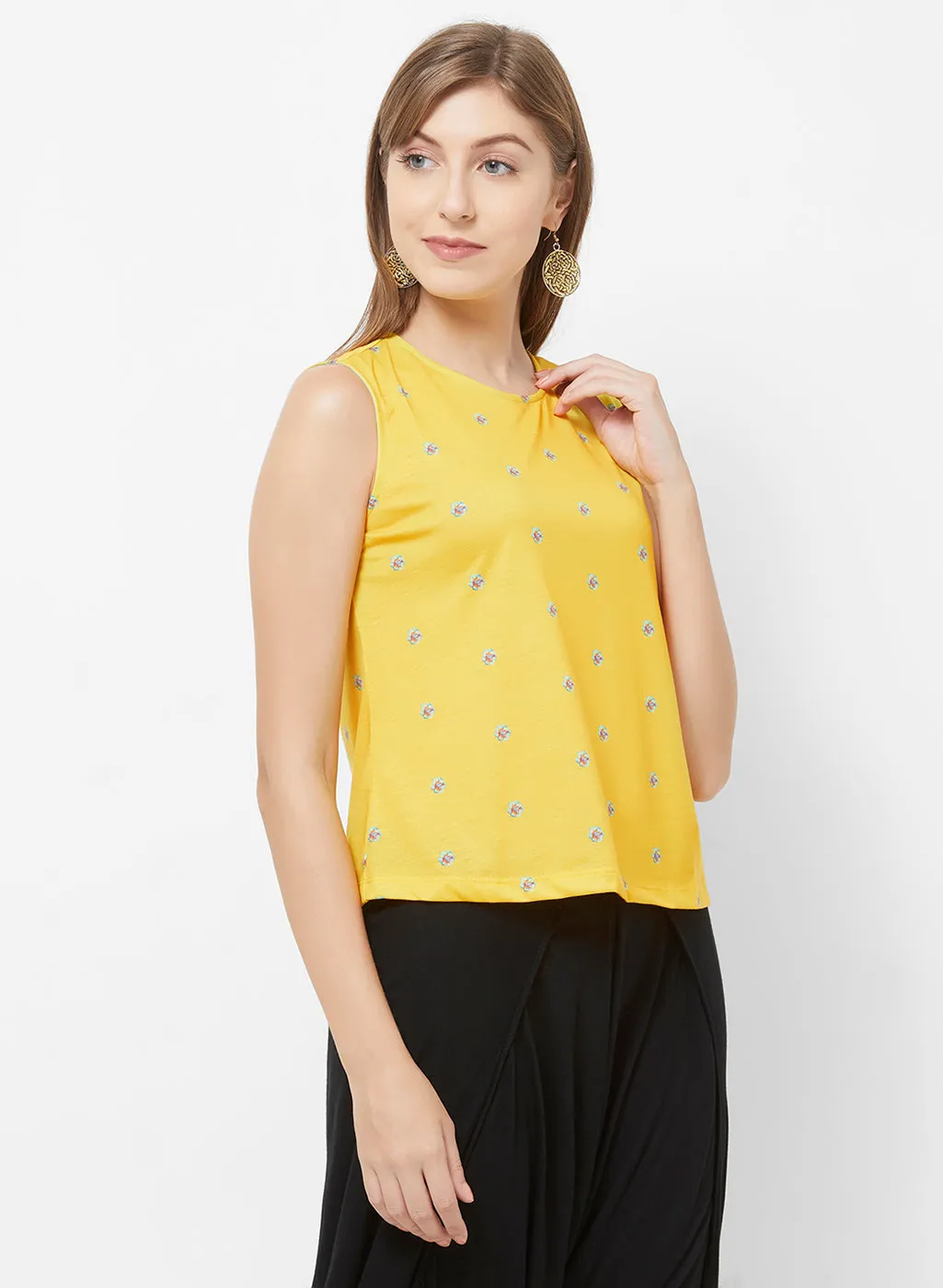 Yellow Sleveless Crop Top