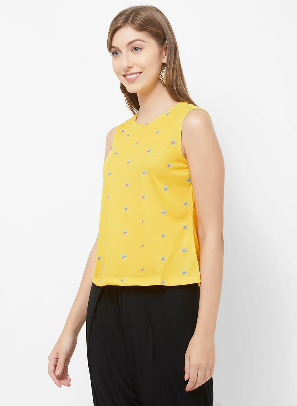 Yellow Sleveless Crop Top